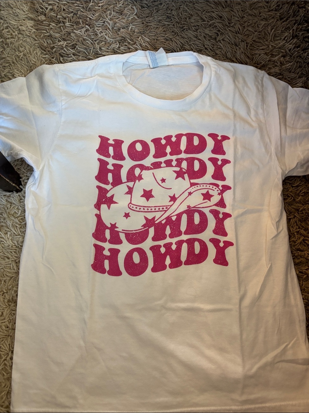 Kids White Tee with Pink Howdy Graphic